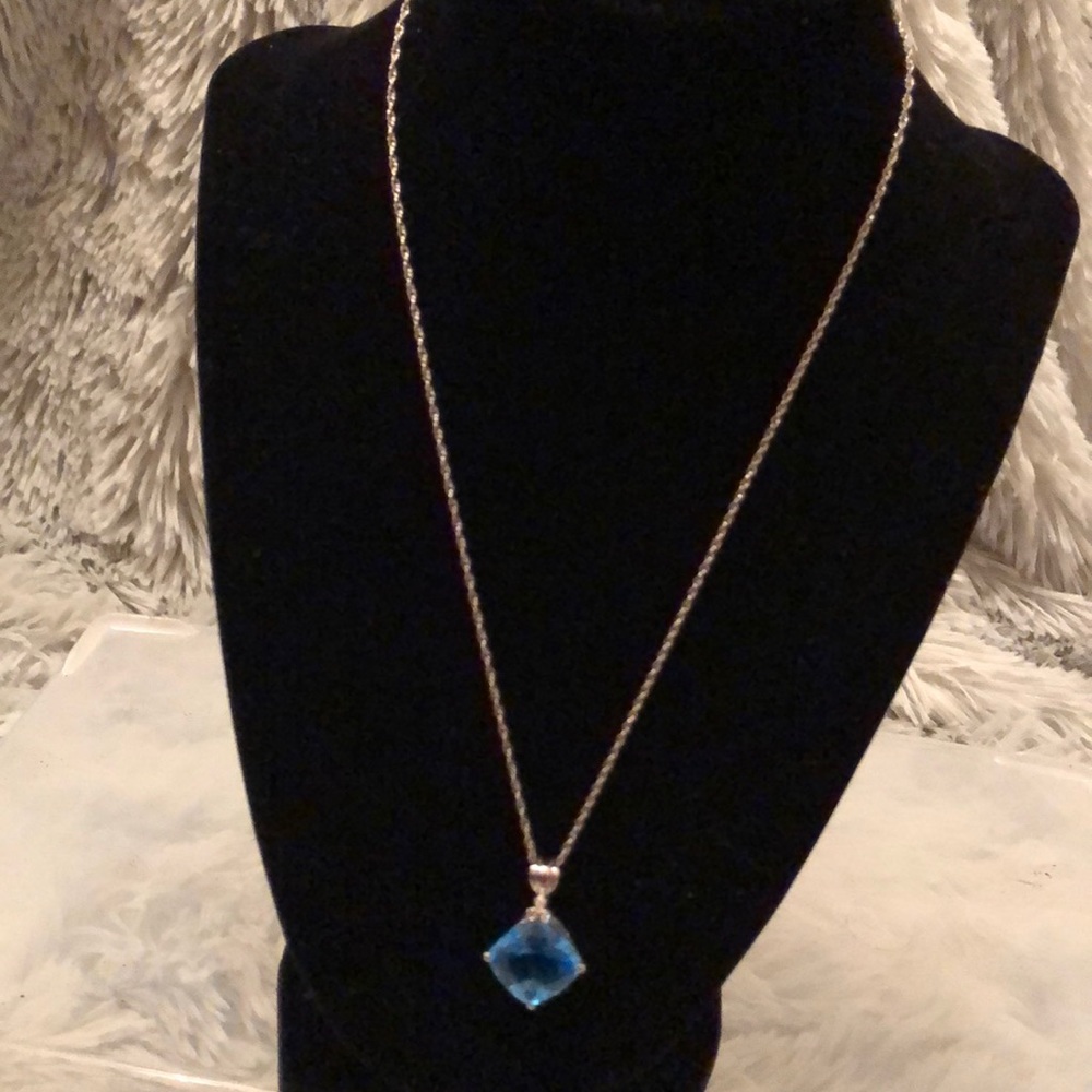 Turquoise & Diamond 14k White Gold Necklace